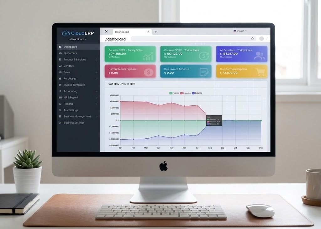 FaazSoft POS and ERP sync solution dashboard synchronizing sales transactions and inventory ledgers